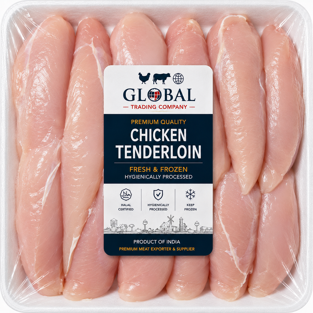 Premium Frozen Chicken Tenderloin | Halal Frozen Chicken Tenderloin Supplier & Exporter | Hygienically Processed Fresh Frozen Boneless Poultry Meat | Export Quality Packed Chicken | Global Trading Company
