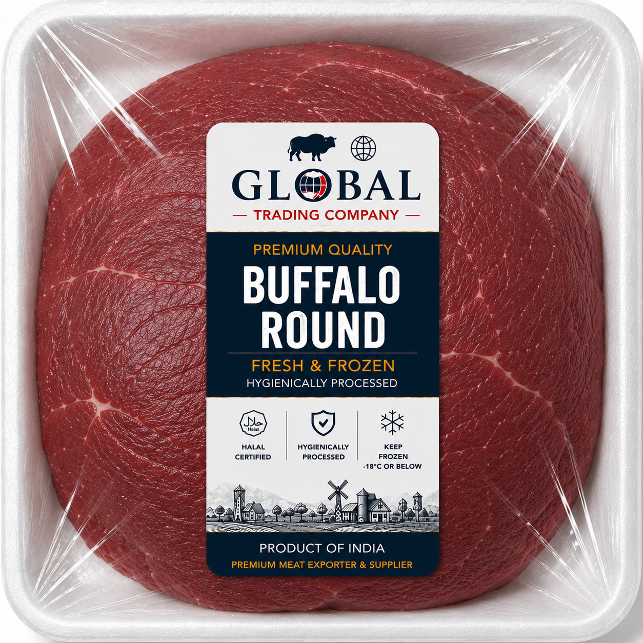 Premium Frozen Buffalo Round | Halal Buffalo Round Supplier & Exporter | Hygienically Processed Fresh Frozen Lean Buffalo Meat | Export Quality Packed Buffalo Round Cut | Global Trading Company