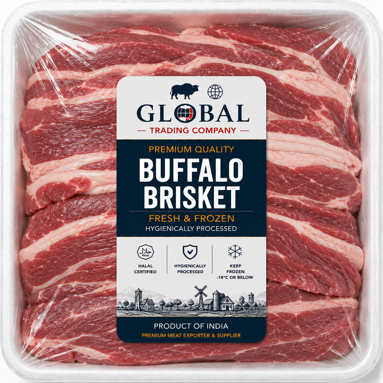 Premium Frozen Buffalo Brisket | Halal Buffalo Brisket Supplier & Exporter | Hygienically Processed Fresh Frozen Buffalo Brisket Cut | Export Quality Packed Buffalo Meat | Global Trading Company