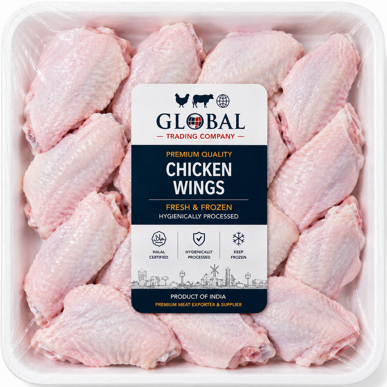 Premium Frozen Chicken Wings | Halal Frozen Chicken Wings Supplier & Exporter | Hygienically Processed Fresh Frozen Poultry Meat | Export Quality Packed Chicken Wings | Global Trading Company