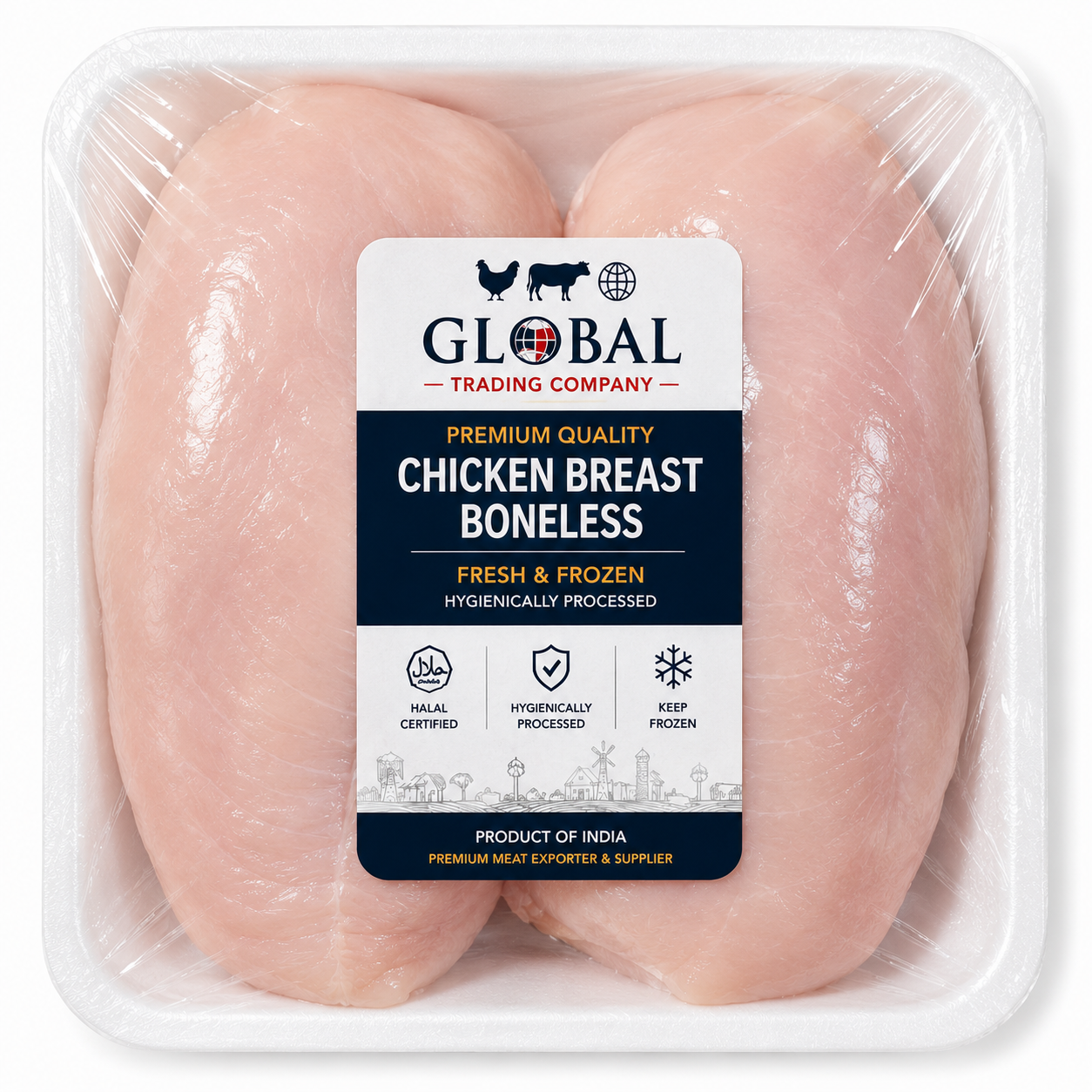 Premium Frozen Boneless Chicken Breast | Halal Frozen Chicken Breast Fillet Supplier & Exporter | Hygienically Processed, Fresh Packed Premium Poultry Meat | Global Trading Company