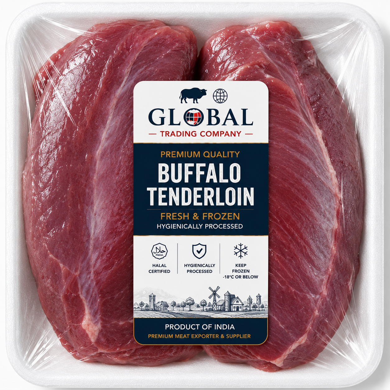 Premium Frozen Buffalo Tenderloin | Halal Buffalo Tenderloin Supplier & Exporter | Hygienically Processed Fresh Frozen Boneless Buffalo Meat | Export Quality Packed Meat | Global Trading Company