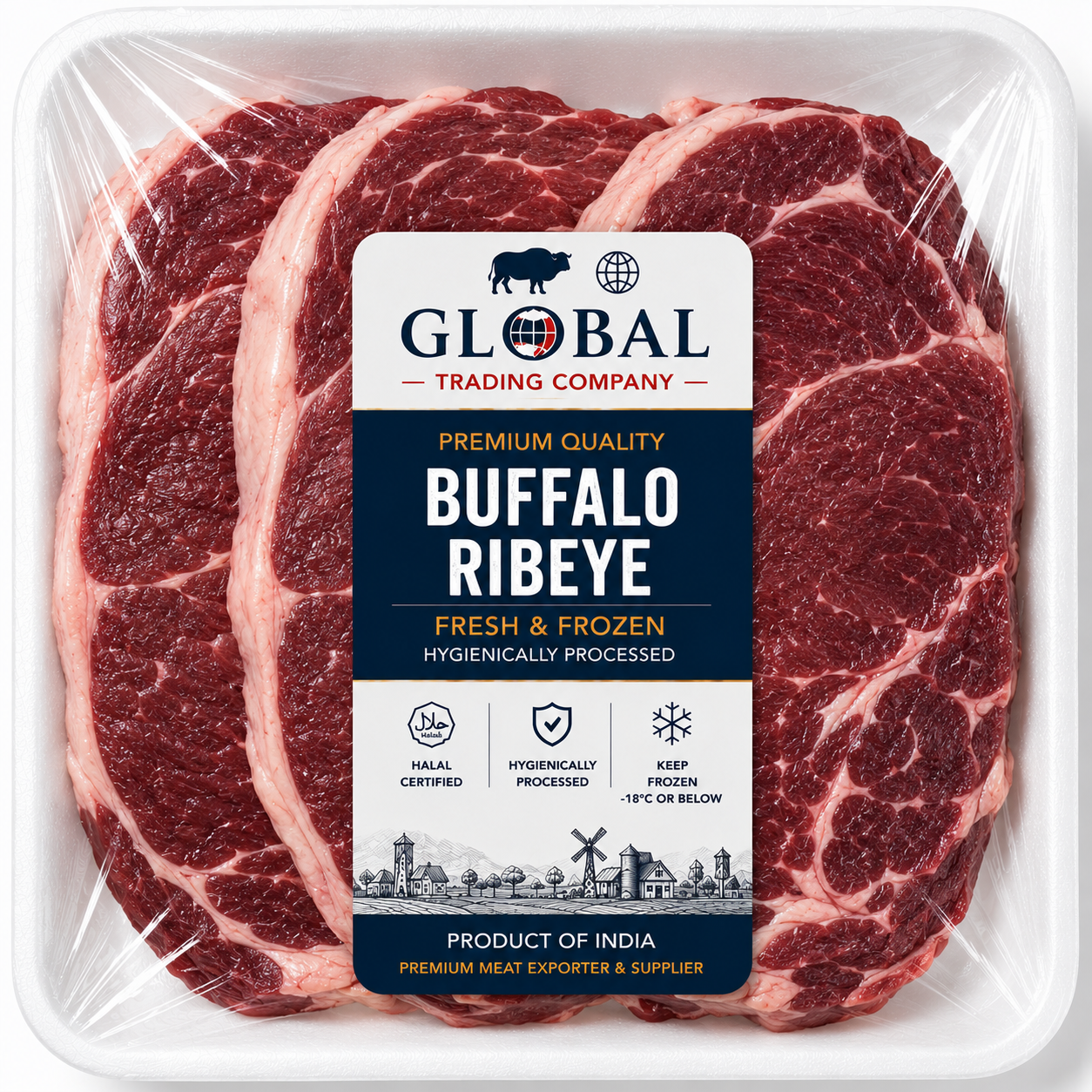 Premium Frozen Buffalo Ribeye | Halal Buffalo Ribeye Steak Supplier & Exporter | Hygienically Processed Fresh Frozen Premium Buffalo Meat | Export Quality Packed Ribeye | Global Trading Company