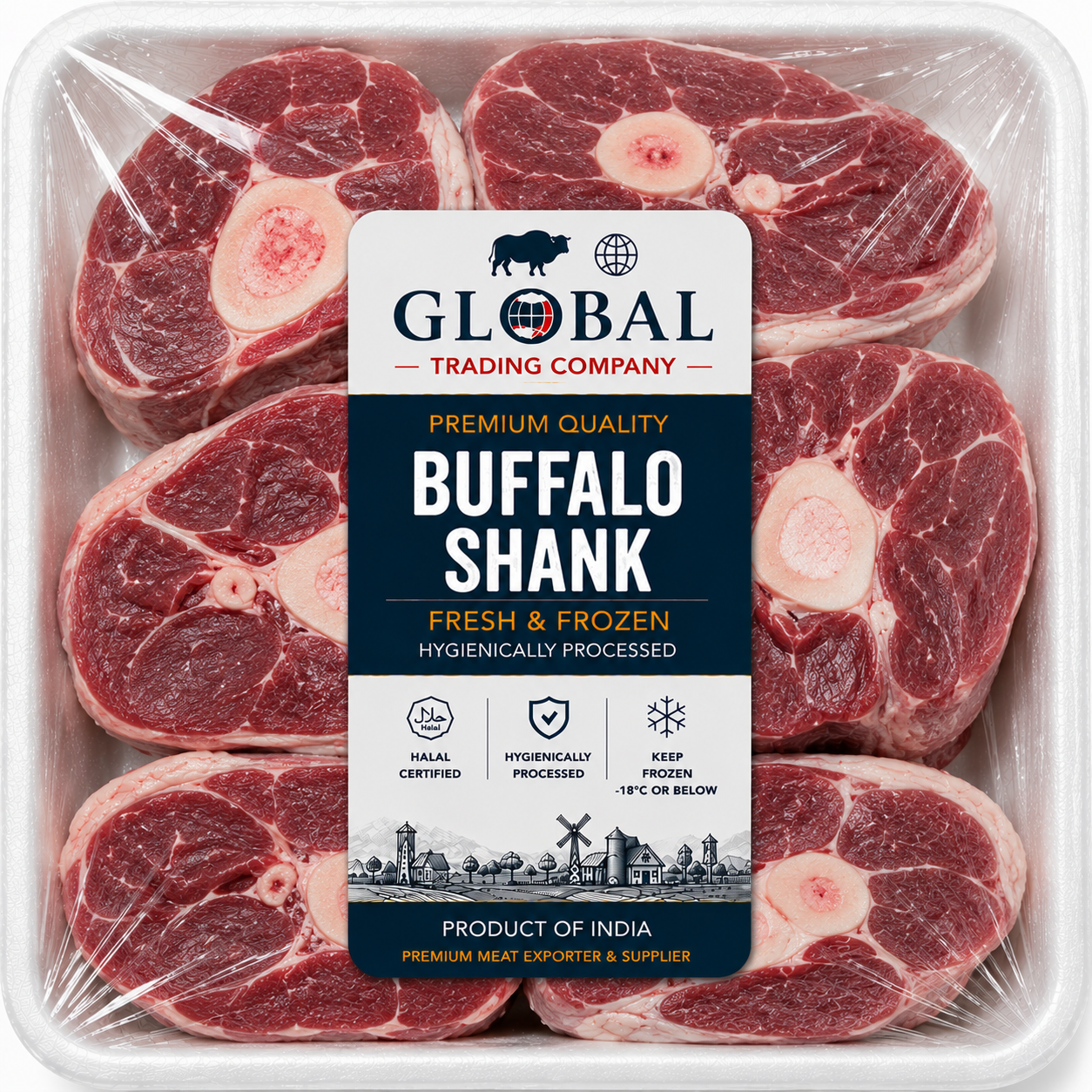 Premium Frozen Buffalo Shank | Halal Buffalo Shank Supplier & Exporter | Hygienically Processed Fresh Frozen Buffalo Shank Cut | Export Quality Packed Buffalo Meat | Global Trading Company