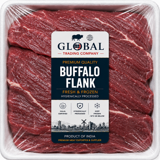 Premium Frozen Buffalo Flank | Halal Buffalo Flank Supplier & Exporter | Hygienically Processed Fresh Frozen Buffalo Flank Steak | Export Quality Packed Lean Buffalo Meat | Global Trading Company